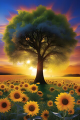 It's a beautiful, ideal landscape image. Generating AI