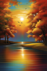 It's a beautiful, ideal landscape image. Generating AI