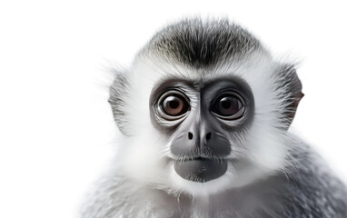 Handsome White Night Monkey Isolated on Transparent Background PNG.
