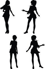 Anime girl with ponytail silhouette
