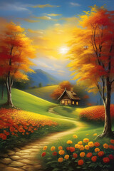 It's a beautiful, ideal landscape image. Generating AI