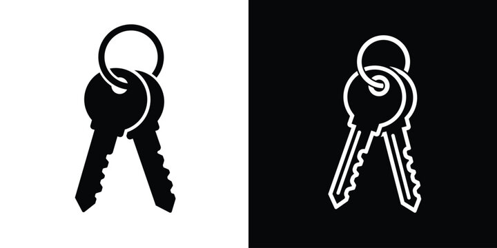 Keys on white and black background, Set of keys