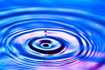 a drop of water falling into the water and creating waves