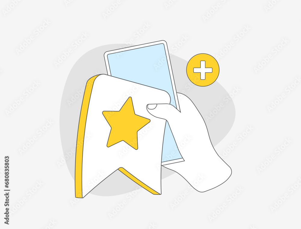 Poster mobile phone browser bookmark icon. easily save and access to favorite websites with bookmark featur