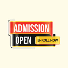 flat design admission open enroll now label clipart