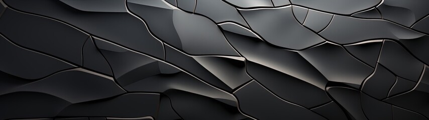 Abstract Black 3D Surface with Wavy Pattern and Intersecting Shapes