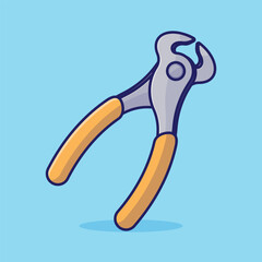 Cutting nipper pliers simple cartoon vector illustration carpentry tools concept icon isolated