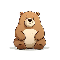 bear character simple lines funny art on white background