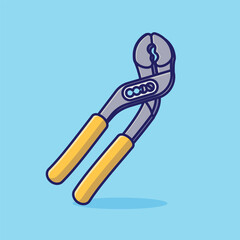 Water pump pliers simple cartoon vector illustration carpentry tools concept icon isolated
