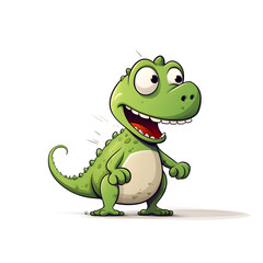 Fototapeta premium dinosaur character simple lines funny art on white background