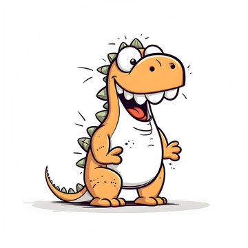 dinosaur character simple lines funny art on white background