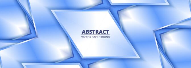 Abstract futuristic light blue color gradient wide banner background. Vector illustration