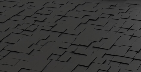 tile Wallpaper with 3D, Black blocks. 3D Render. Generative Ai content