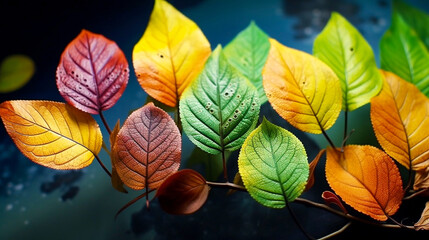 Autumn leaves background with brilliant color compositions.