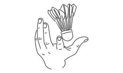 line art of hand with shuttlecock