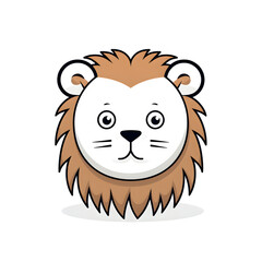 Fototapeta premium lion simple lines funny art on white background