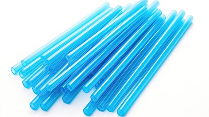 Vibrant Blue Plastic Drinking Straw. Generative AI