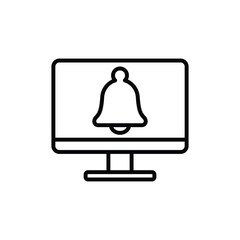 New notification icon vector illustration. Monitor with bell on isolated background. Notice sign concept.