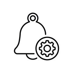 Cogwheel service icon vector illustration. Gear with bell on isolated background. Notification sign concept.