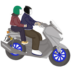 
A motorcycle has a rider and a stacker

