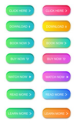 Fototapeta premium Glowing neon vector buttons for website decoration.