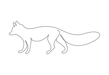 Cute fox one continuous line drawing of vector illustration. Premium vector. 