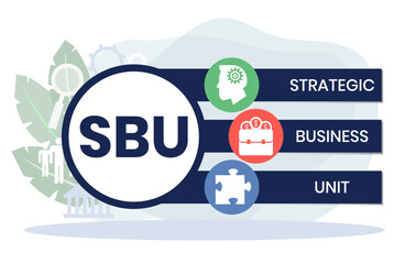 SBU - strategic business unit. acronym business concept. vector illustration concept with keywords and icons. lettering illustration with icons for web banner, flyer, landing page, presentation