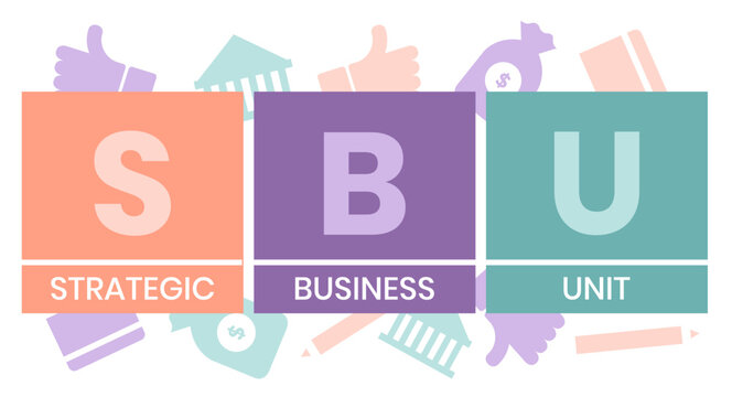 SBU - strategic business unit. acronym business concept. vector illustration concept with keywords and icons. lettering illustration with icons for web banner, flyer, landing page, presentation