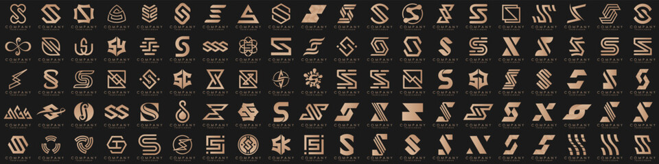 collection abstract letter S logo design. modern logotype S design with gold color. vector illustration