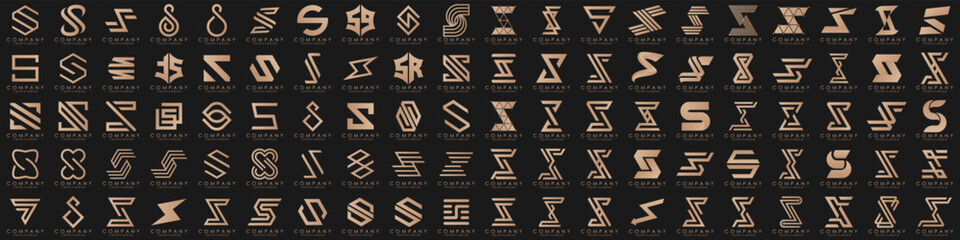 collection abstract letter S logo design. modern logotype S design with gold color. vector illustration