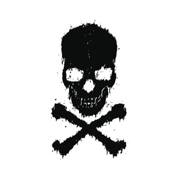 Grunge skull and crossbones with distressed effect vector illustration. Design element for shirt design, logo, sign, poster, banner, card.