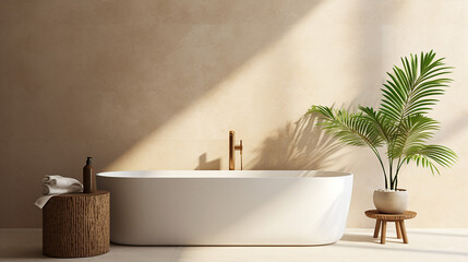 close up white ceramic bathtub with brass shower head