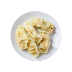 Asian steamed wonton dumpling stuffed with minced pork on plate