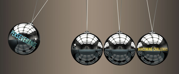 Perseverance leads to Overcoming challenges. Cause and effect relation between them.,3d illustration