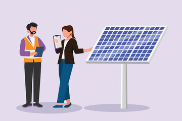 Solar energy concept. Colored flat vector illustration isolated.