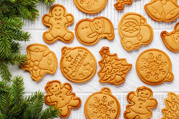 Diverse Christmas gingerbread cookies, festive sweetness