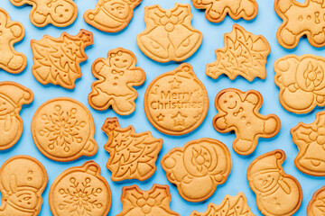 Diverse Christmas gingerbread cookies, festive sweetness