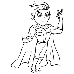 Superboy hero mascot logo design line art