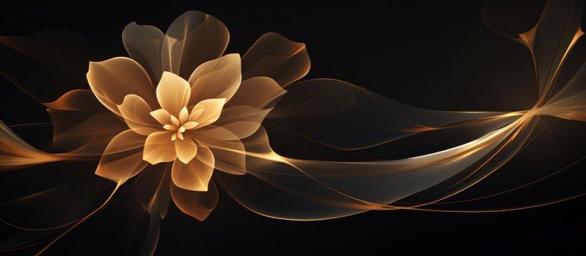 Abstract gold flower nature leaf, AI generated image