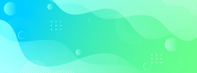 Banner background abstract. bright green and blue gradation. wave effect style. element. memphis