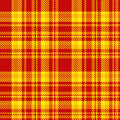 Red Yellow Tartan Plaid Pattern Seamless. Checkered fabric texture for flannel shirt, skirt, blanket
