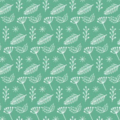 Winter seamless pattern on a light green background. Modern design for wrapper, background, cover, fabric. Christmas and New Year background.