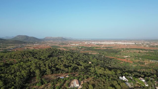Scenic mountain views in Mallorca during the summer season, aerial.