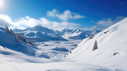 A ski slope and white snow.