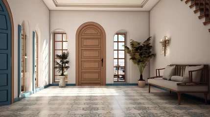 Fotobehang mediterranean interior design of modern entrance hall © pjdesign