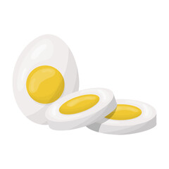 Boiled egg half and sliced. Vector illustration on a white background
