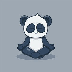 Unique cute panda meditation on lotus