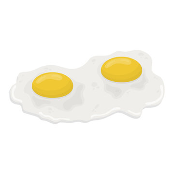 Fried egg with two yolks side view. illustration on a white background
