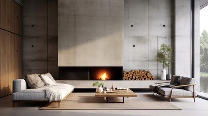 minimalist style interior design of modern living room