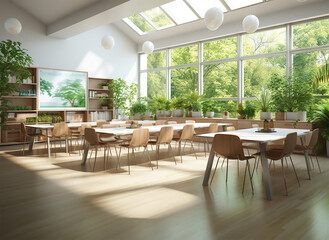 Fototapeta premium Classroom with Bright White Walls